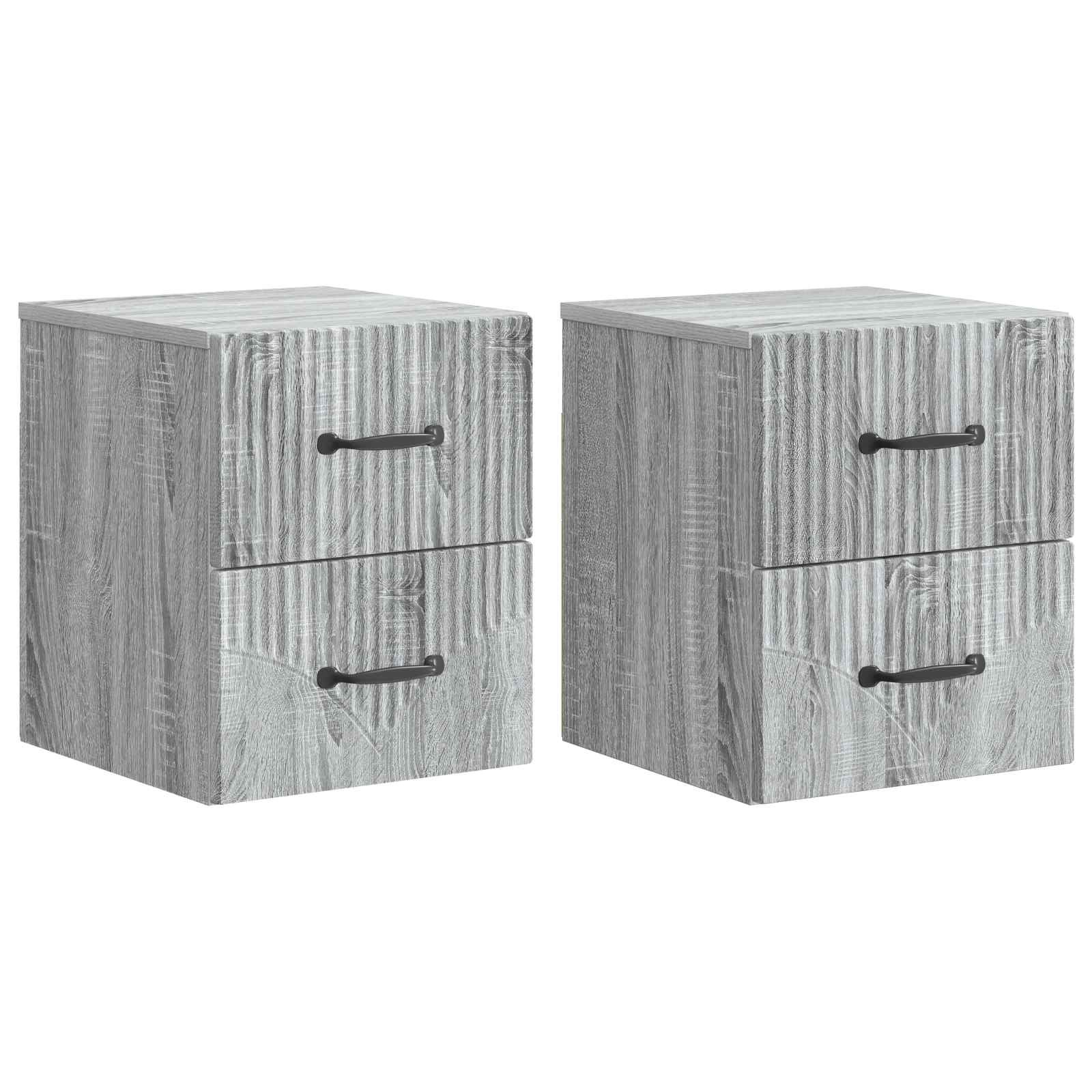 vidaXL Dulap de noapte suspendat 2 pcs Sonoma gri 34,5 x 33 x 40 cm
