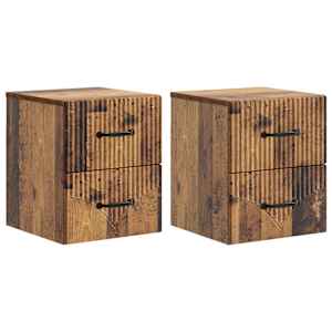 Nástěnný noční stolek 2 pcs Staré dřevo 34,5 x 33 x 40 cm - obrázek 2