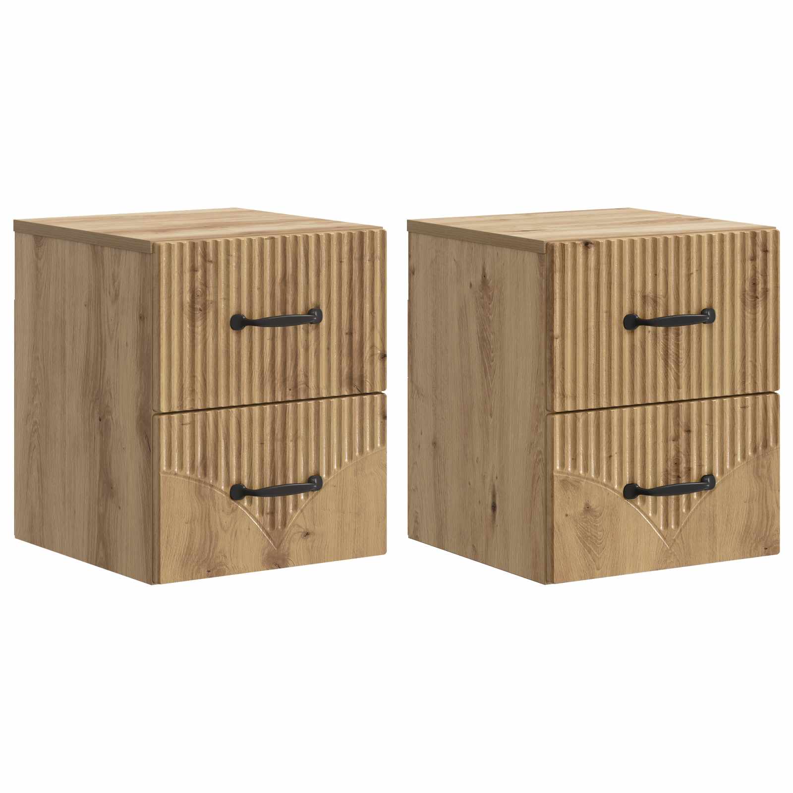 Seinälle Kiinnitettävä Yöpöytä 2 pcs Artisaanitammi