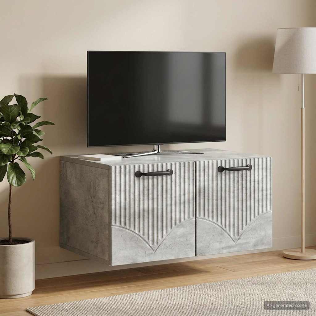 Seinälle asennettava TV-kaappi Betoninharmaa 59,5 x 41 x 30 cm - Image 4