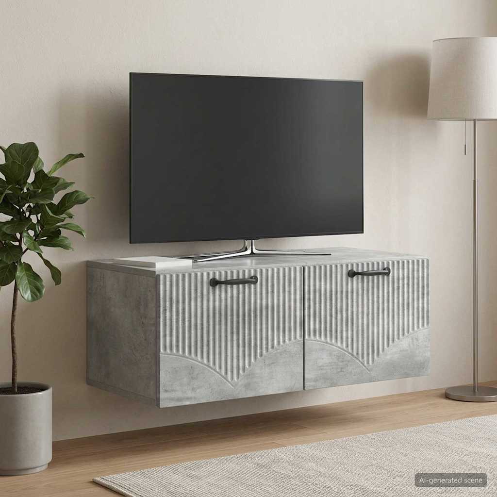 Seinälle asennettava TV-kaappi Betoninharmaa 78,5 x 41 x 30 cm - Image 4