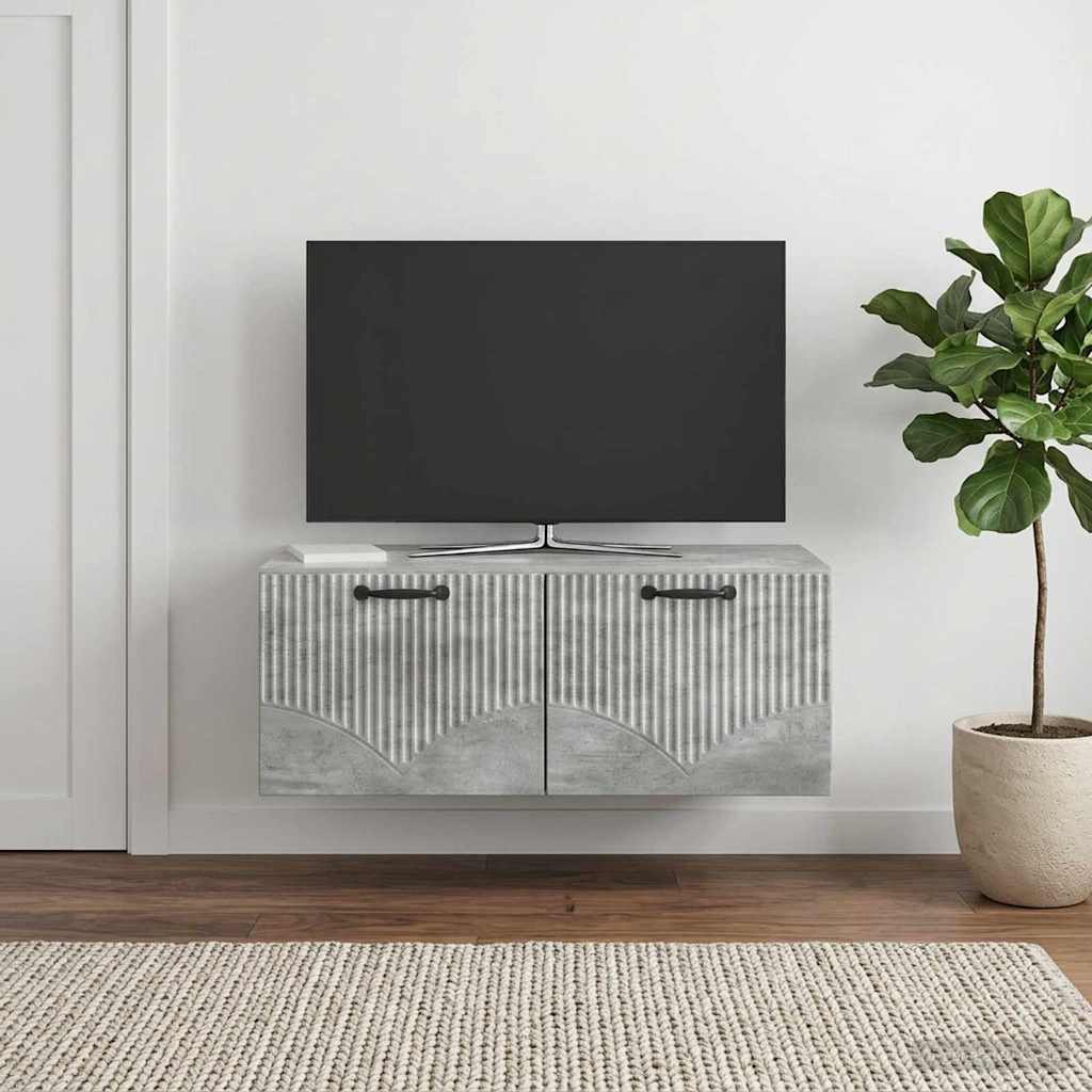 vidaXL Væghængt TV-skab Betongrå 78,5 x 41 x 30 cm Konstrueret træ