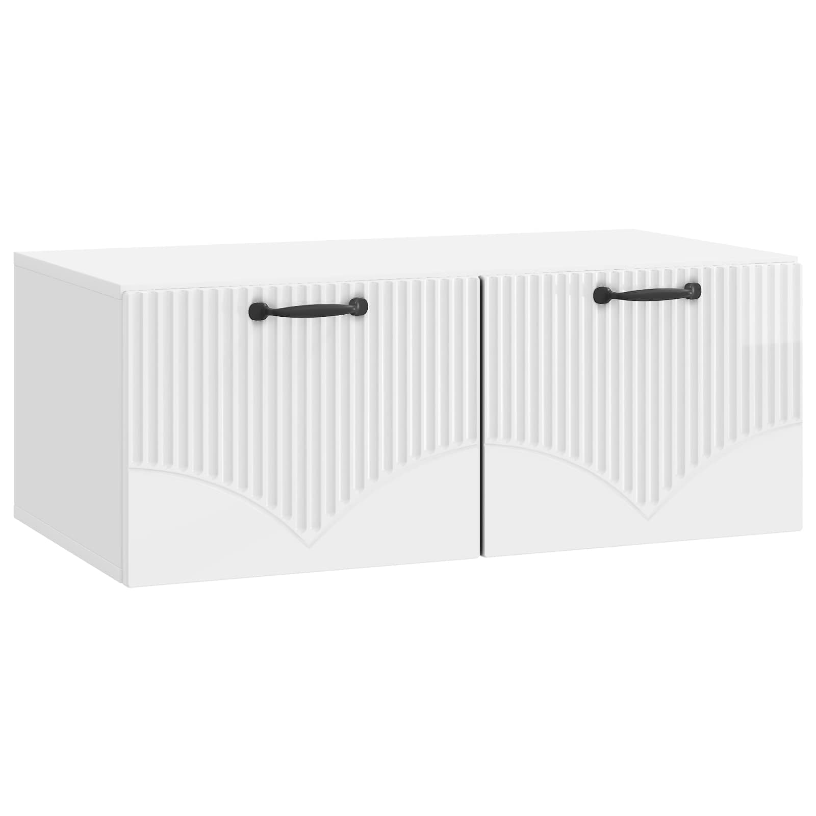 vidaXL Oglindă TV montată pe perete Alb foarte lucios Lemn prelucrat