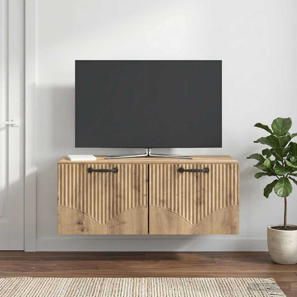 vidaXL Oglindă TV montată pe perete 78,5 x 41 x 30 cm Stejar Artizanal