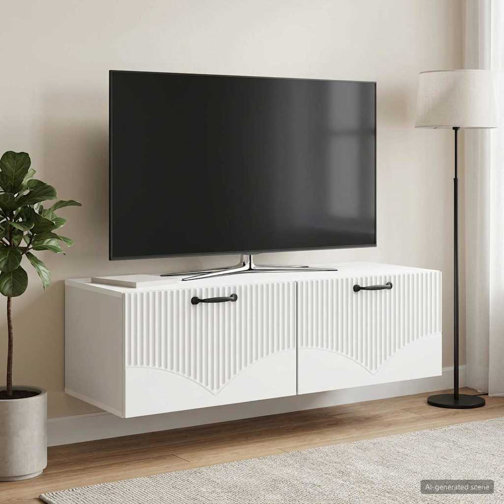 vidaXL Væghængt TV-skab Hvid 98 x 41 x 30 cm Konstrueret træ