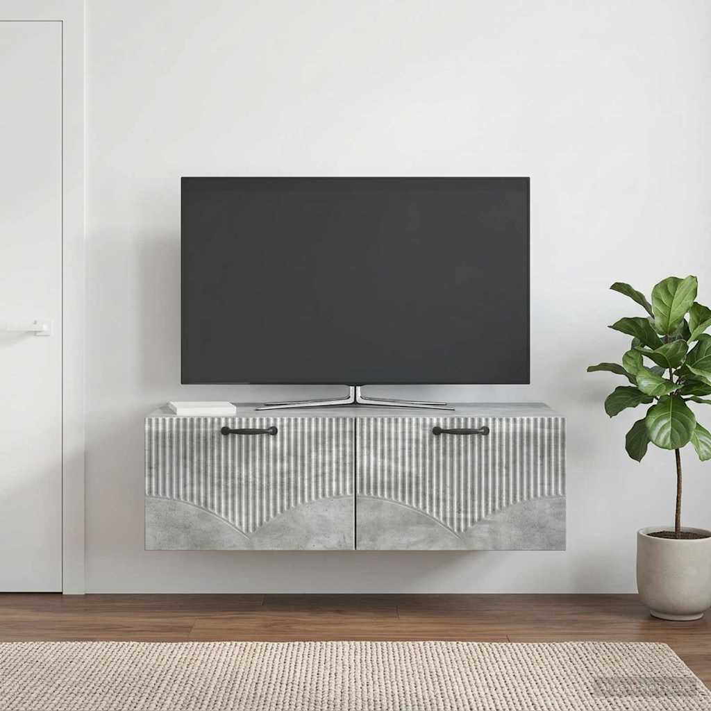vidaXL Væghængt TV-skab Betongrå 98 x 41 x 30 cm Konstrueret træ