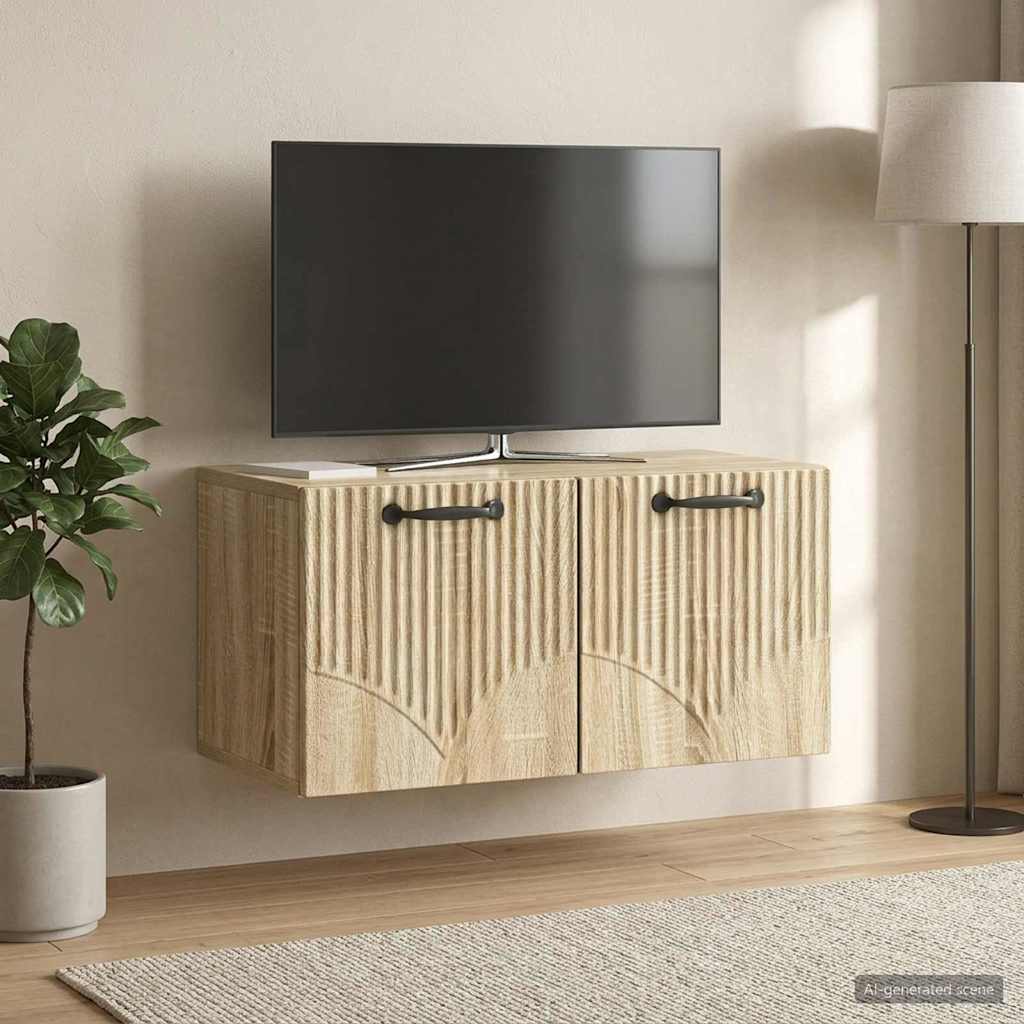 Seinälle asennettava TV-kaappi Sonoma-tammi 59,5 x 31 x 30 cm - Image 4