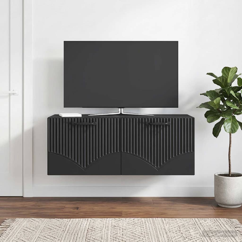 Seinälle asennettava TV-kaappi Musta 78,5 x 31 x 30 cm - Image 4