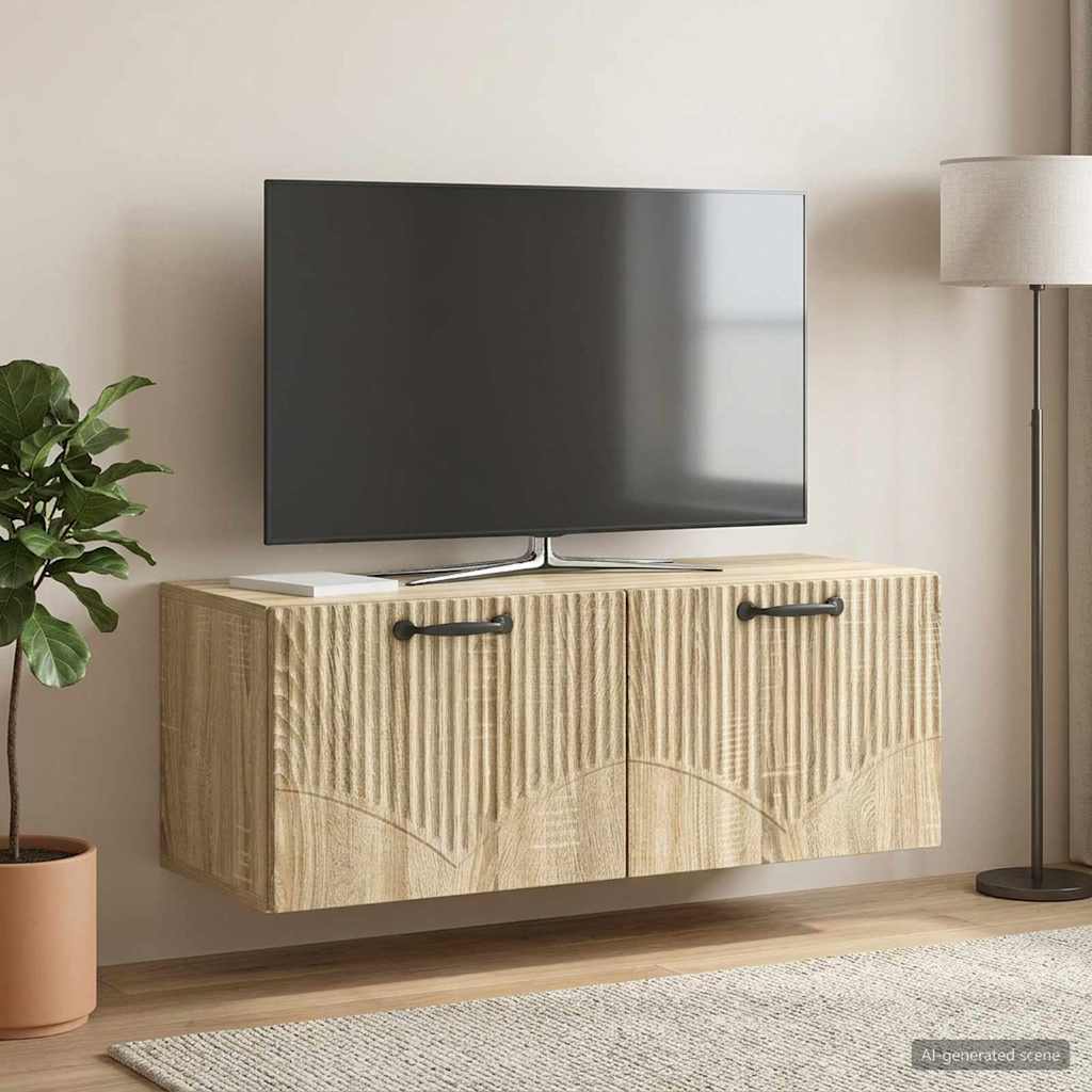 Seinälle asennettava TV-kaappi Sonoma-tammi 78,5 x 31 x 30 cm - Image 4