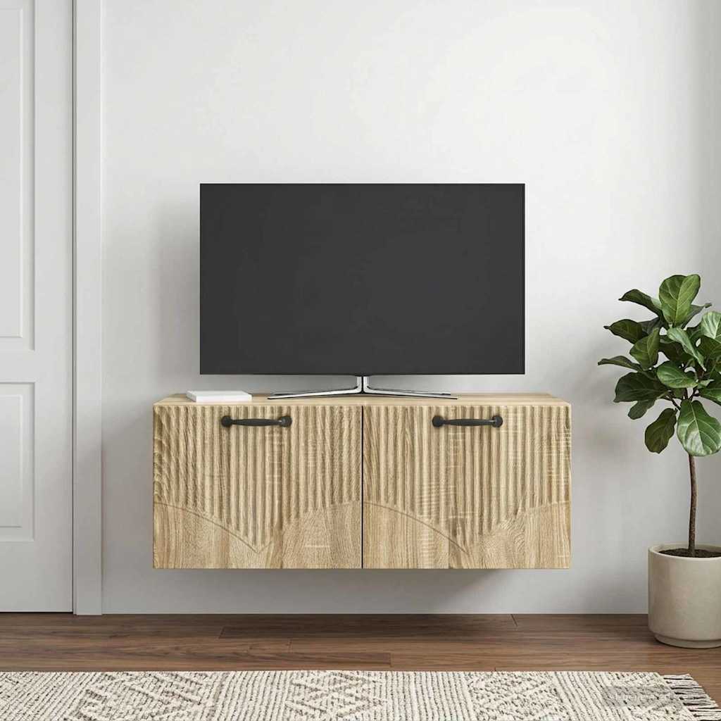 vidaXL Væghængt TV-skab Sonoma-eg 78,5 x 31 x 30 cm Konstrueret træ