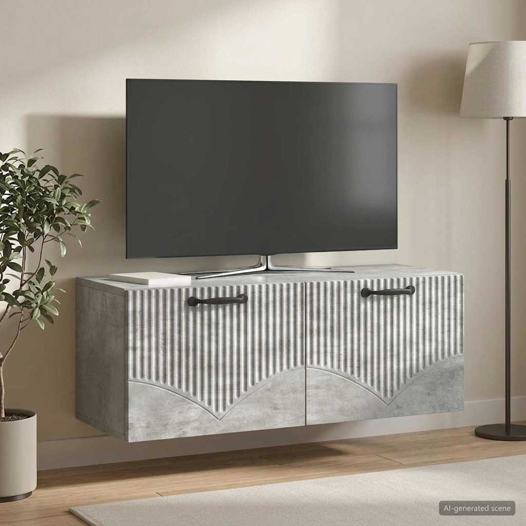 vidaXL Oglindă TV montată pe perete Gri Beton 78,5 x 31 x 30 cm