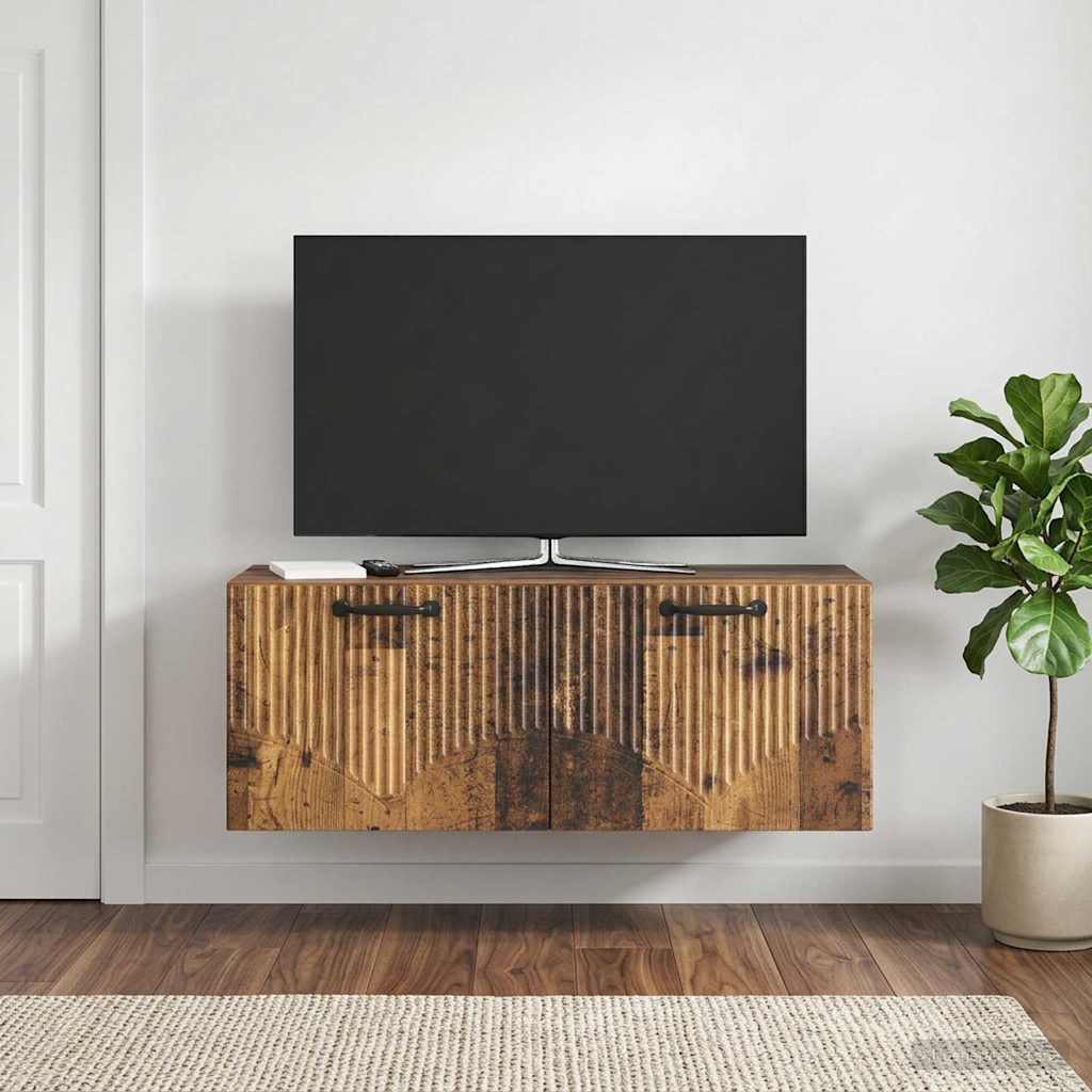 Seinälle asennettava TV-kaappi Vanha puu 78,5 x 31 x 30 cm - Image 4