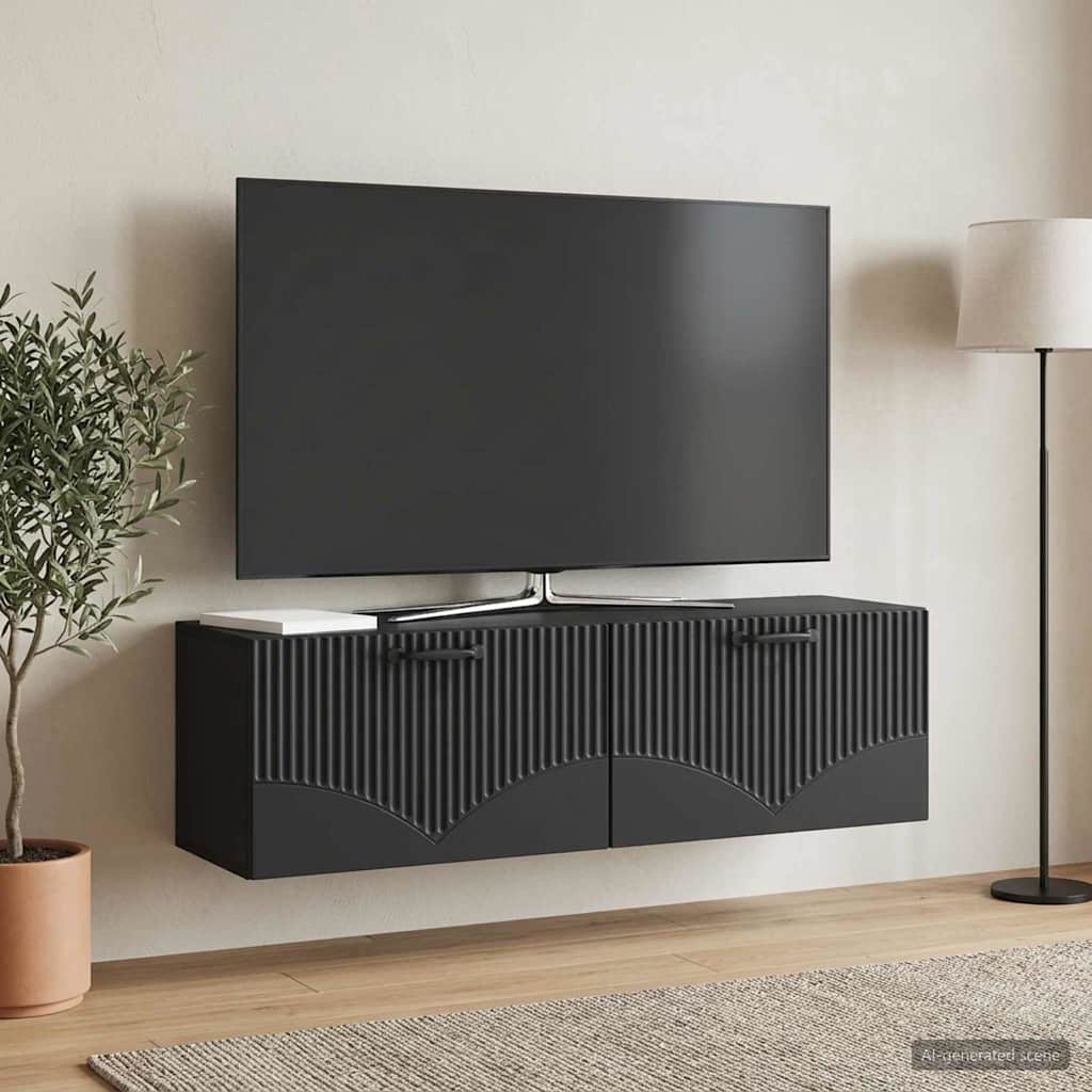 vidaXL Væghængt TV-skab Sort 98 x 31 x 30 cm Konstrueret træ