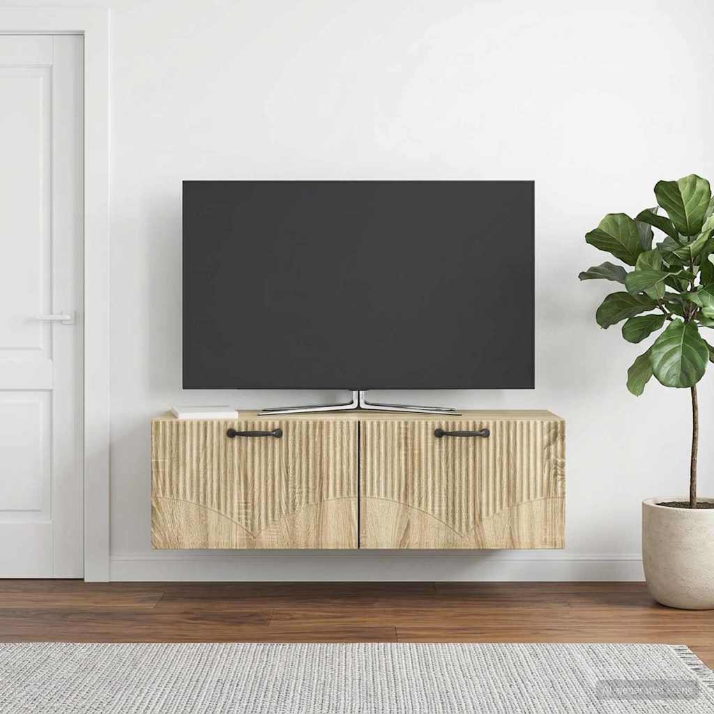 Seinälle asennettava TV-kaappi Sonoma-tammi 98 x 31 x 30 cm - Image 4