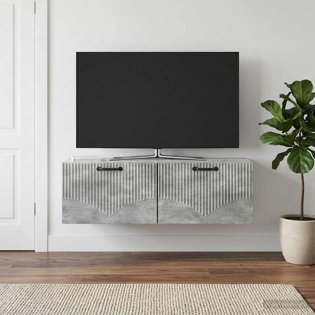 Seinälle asennettava TV-kaappi Betoninharmaa 98 x 31 x 30 cm