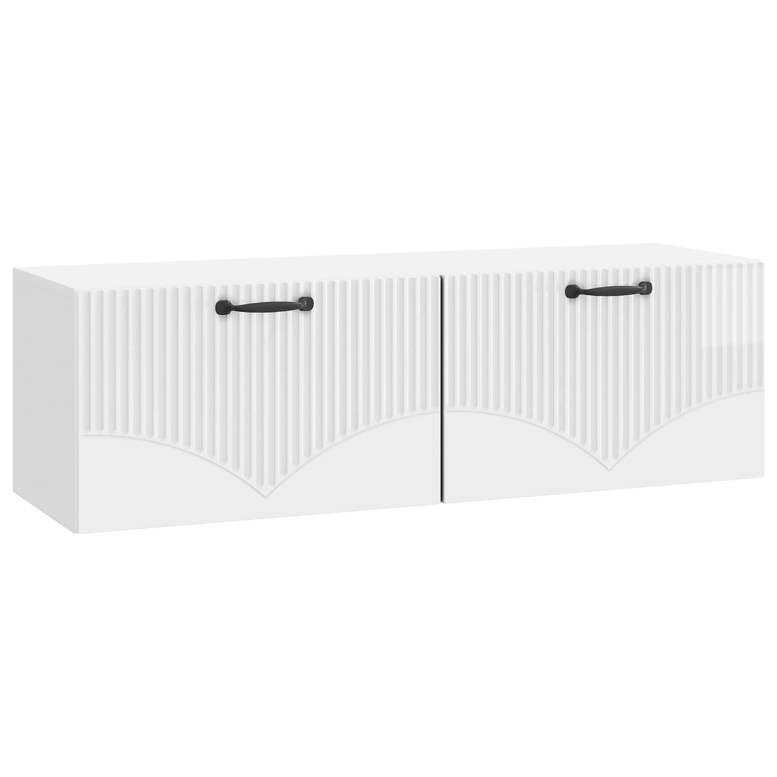 vidaXL Oglindă TV montată pe perete Alb foarte lucios 98 x 31 x 30 cm