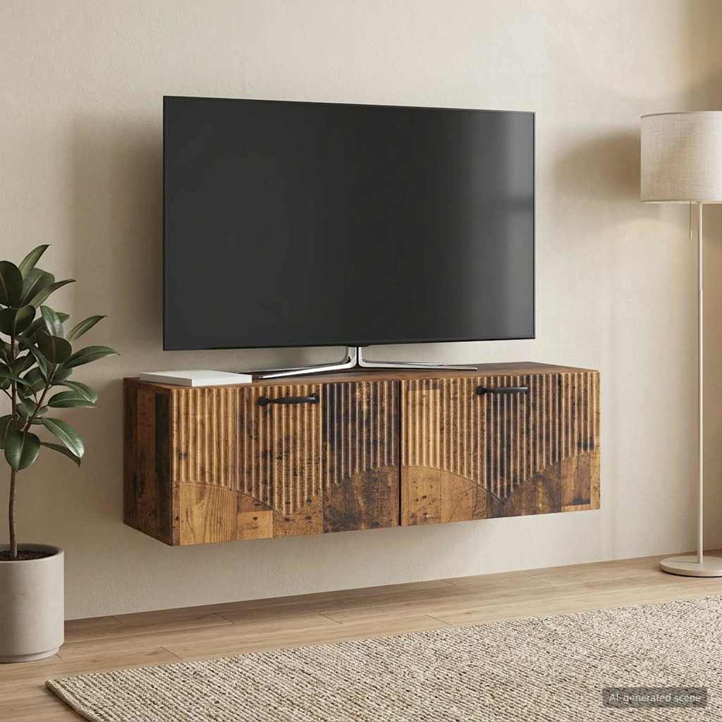 vidaXL Oglindă TV montată pe perete Lemn vechi 98 x 31 x 30 cm