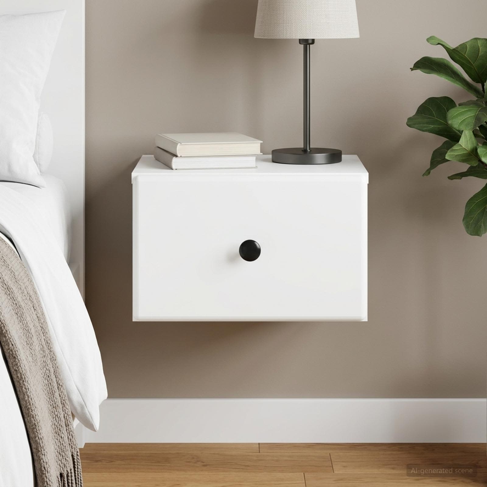 vidaXL Väggmonterat Sängbord Vit 34,5 x 33 x 20 cm Konstruerat trä