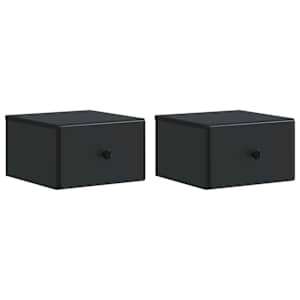 Stenski nočni omarici s predalom 2 pcs Črna 34,5 x 33 x 20 cm