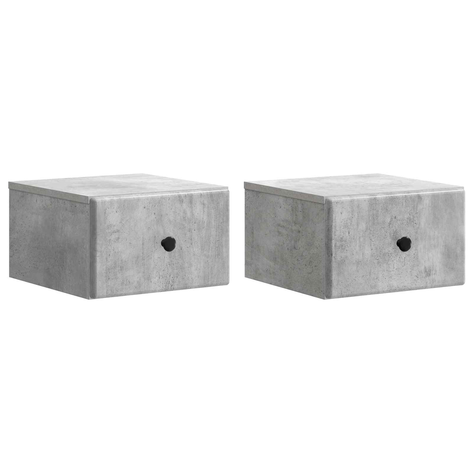 Seinälle Kiinnitettävä Yöpöytä 2 pcs Betoninharmaa Tekninen puu