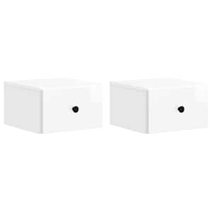 Stenski nočni omarici 2 pcs Bela visok sijaj 34,5 x 33 x 20 cm