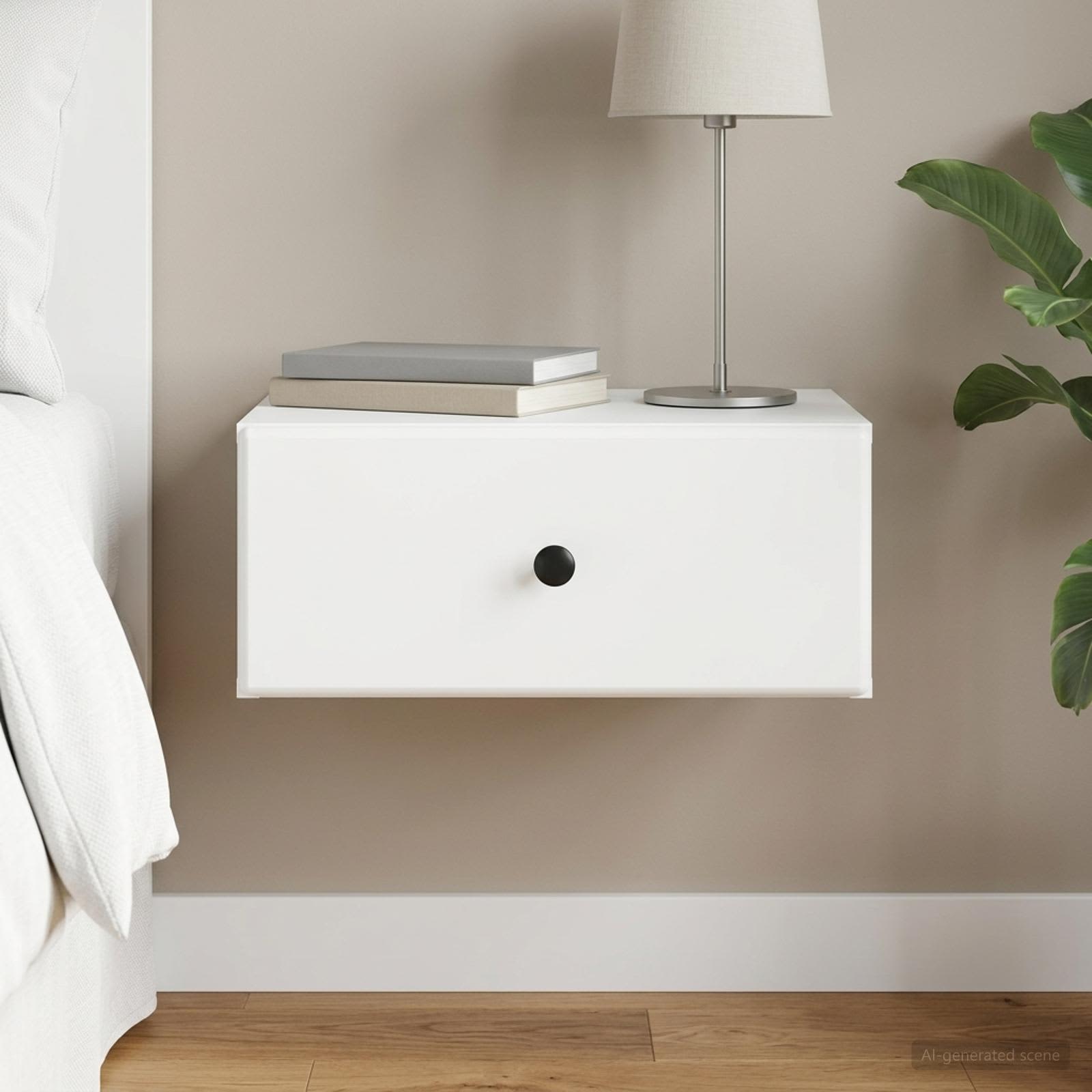 vidaXL Väggmonterat Sängbord Vit 49 x 34,5 x 20 cm Konstruerat trä