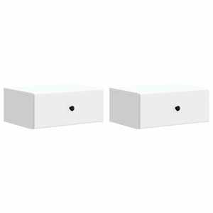 Nástěnný noční stolek se zásuvkou 2 pcs Bílá 49 x 34,5 x 20 cm - obrázek 2