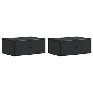 Stenski nočni omarici s predalom 2 pcs Črna 49 x 34,5 x 20 cm