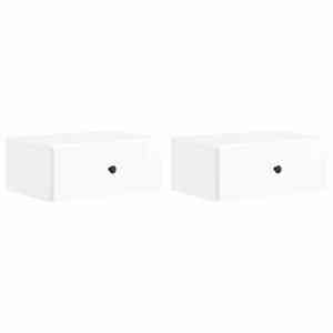 Stenski nočni omarici 2 pcs Bela visok sijaj 49 x 34,5 x 20 cm