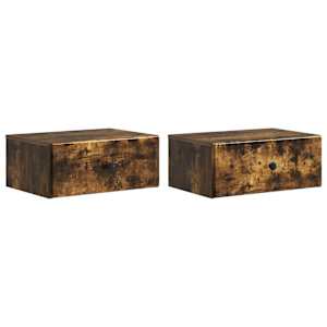 Nástěnný noční stolek 2 pcs Kouřový dub 49 x 34,5 x 20 cm - obrázek 2