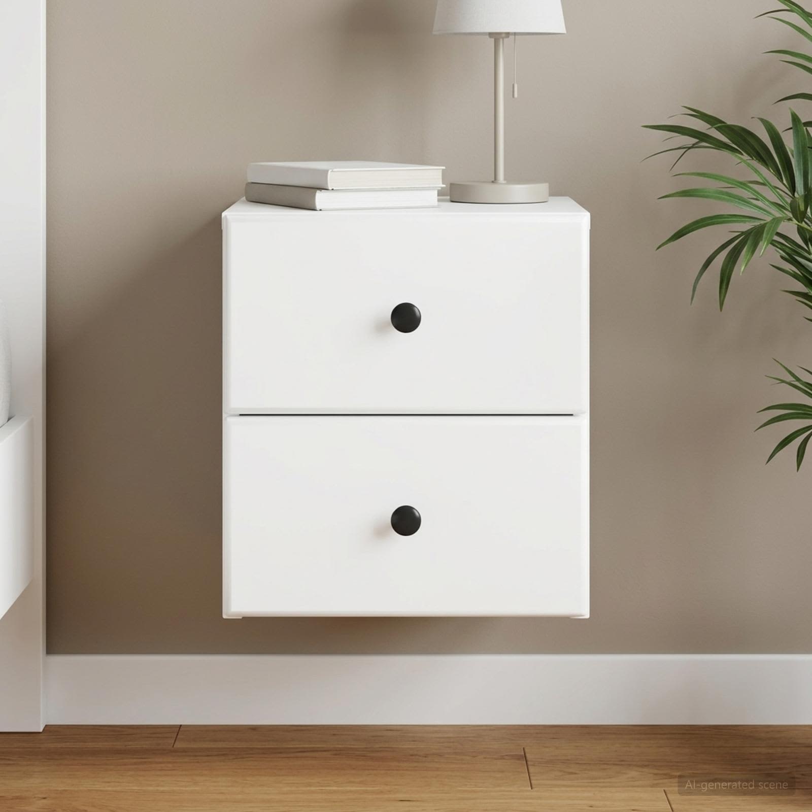 vidaXL Väggmonterat Sängbord Vit 34,5 x 33 x 40 cm Konstruerat trä