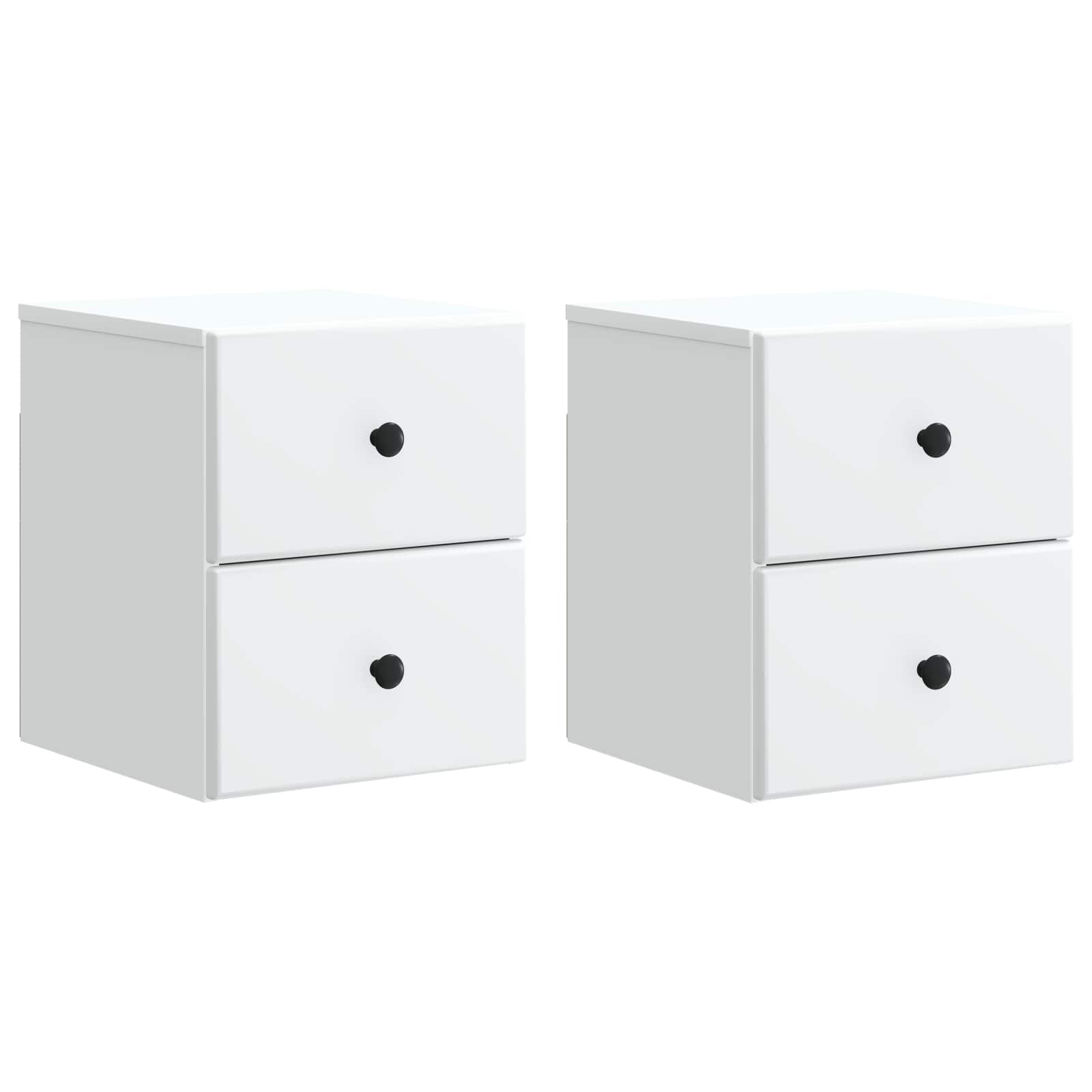 vidaXL Dulap de noapte suspendat cu sertar 2 pcs Alb 34,5 x 33 x 40 cm