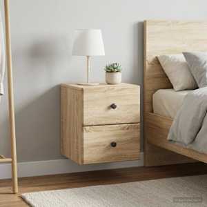 Nástěnný noční stolek 2 pcs Dub sonoma 34,5 x 33 x 40 cm - obrázek 4