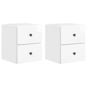 Stenski nočni omarici 2 pcs Bela visok sijaj 34,5 x 33 x 40 cm
