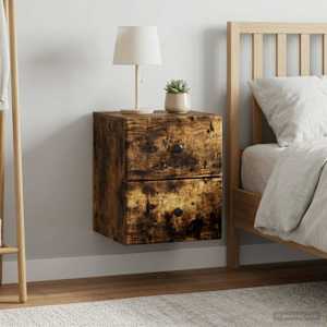 Nástěnný noční stolek 2 pcs Kouřový dub 34,5 x 33 x 40 cm - obrázek 4