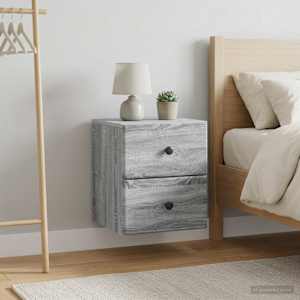 Nástěnný noční stolek 2 pcs Šedá sonoma 34,5 x 33 x 40 cm - obrázek 4