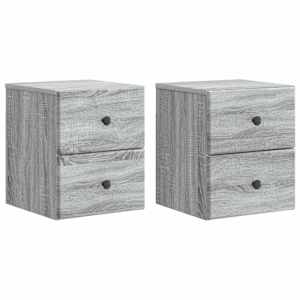 Stenski nočni omarici 2 pcs Siva Sonoma 34,5 x 33 x 40 cm