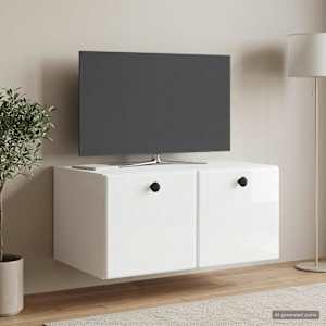 Nástěnná TV skříň 59,5 x 41 x 30 cm Bílá s vysokým leskem - obrázek 1