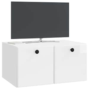 Nástěnná TV skříň 59,5 x 41 x 30 cm Bílá s vysokým leskem - obrázek 3