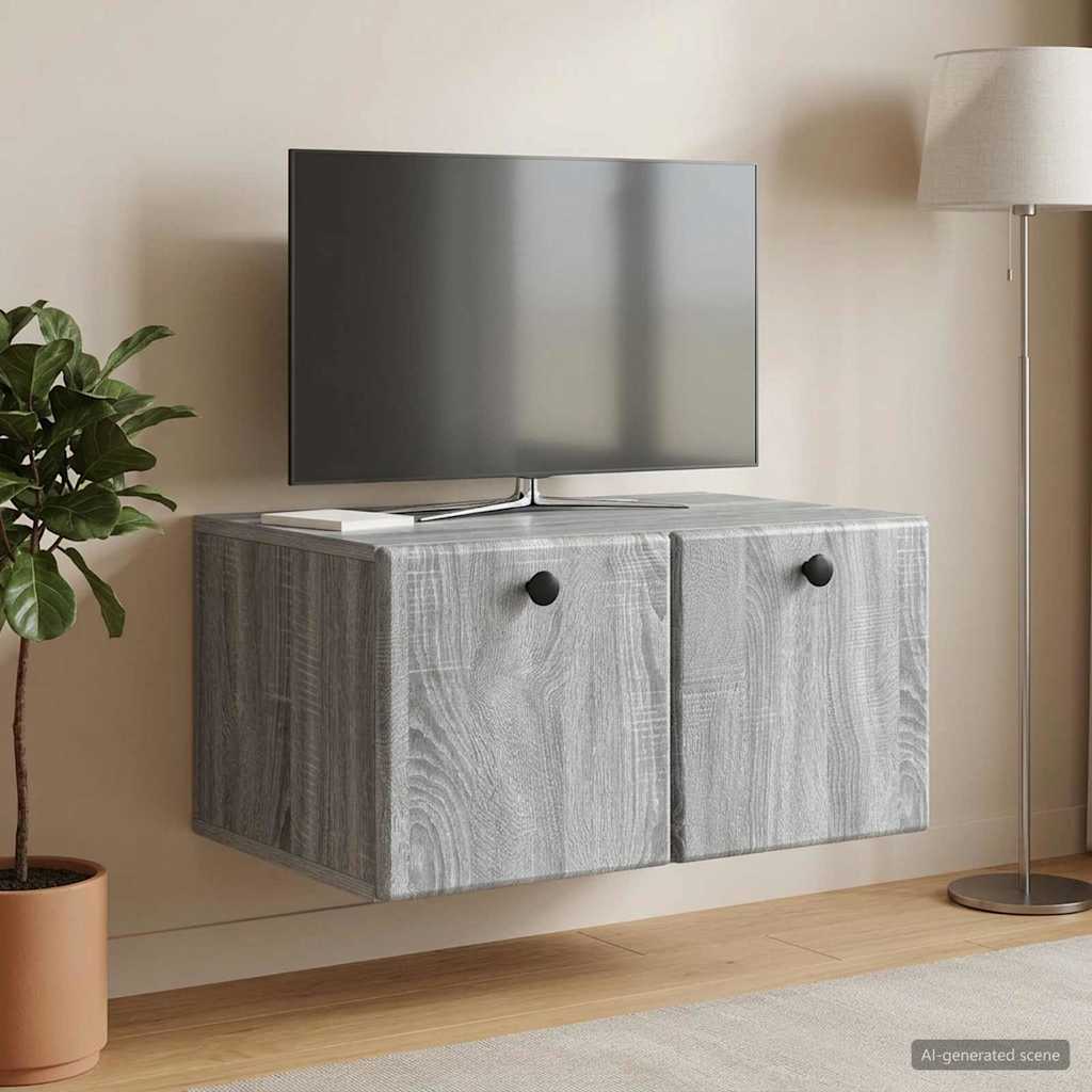 Seinälle asennettava TV-kaappi 59,5 x 41 x 30 cm Harmaa Sonoma