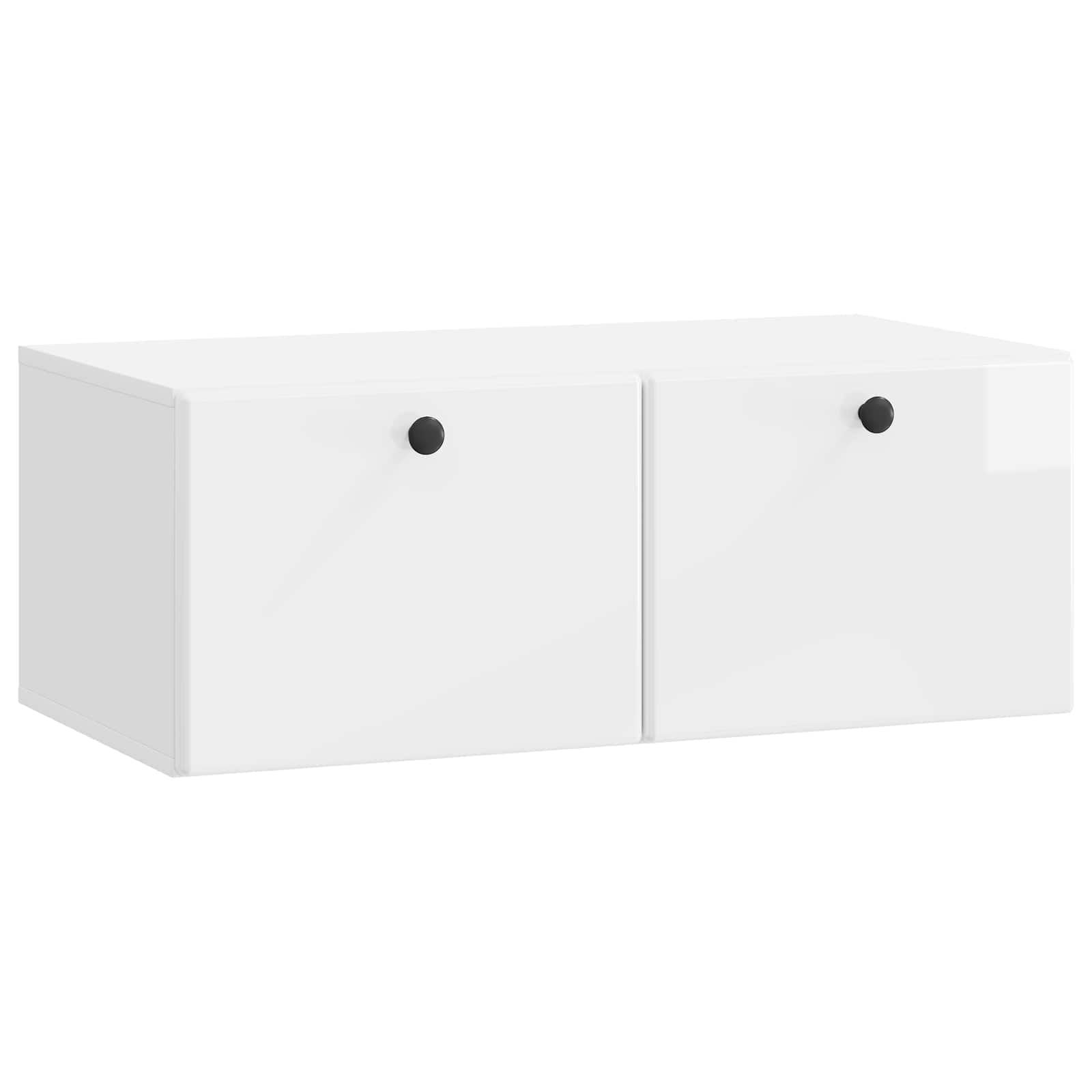 vidaXL Oglindă TV montată pe perete Alb foarte lucios Lemn prelucrat