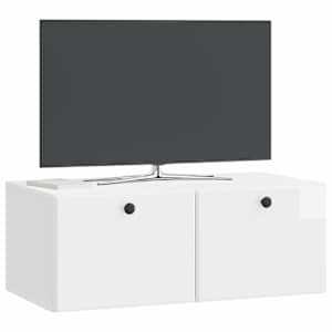 Nástěnná TV skříň 78,5 x 41 x 30 cm Bílá s vysokým leskem - obrázek 3