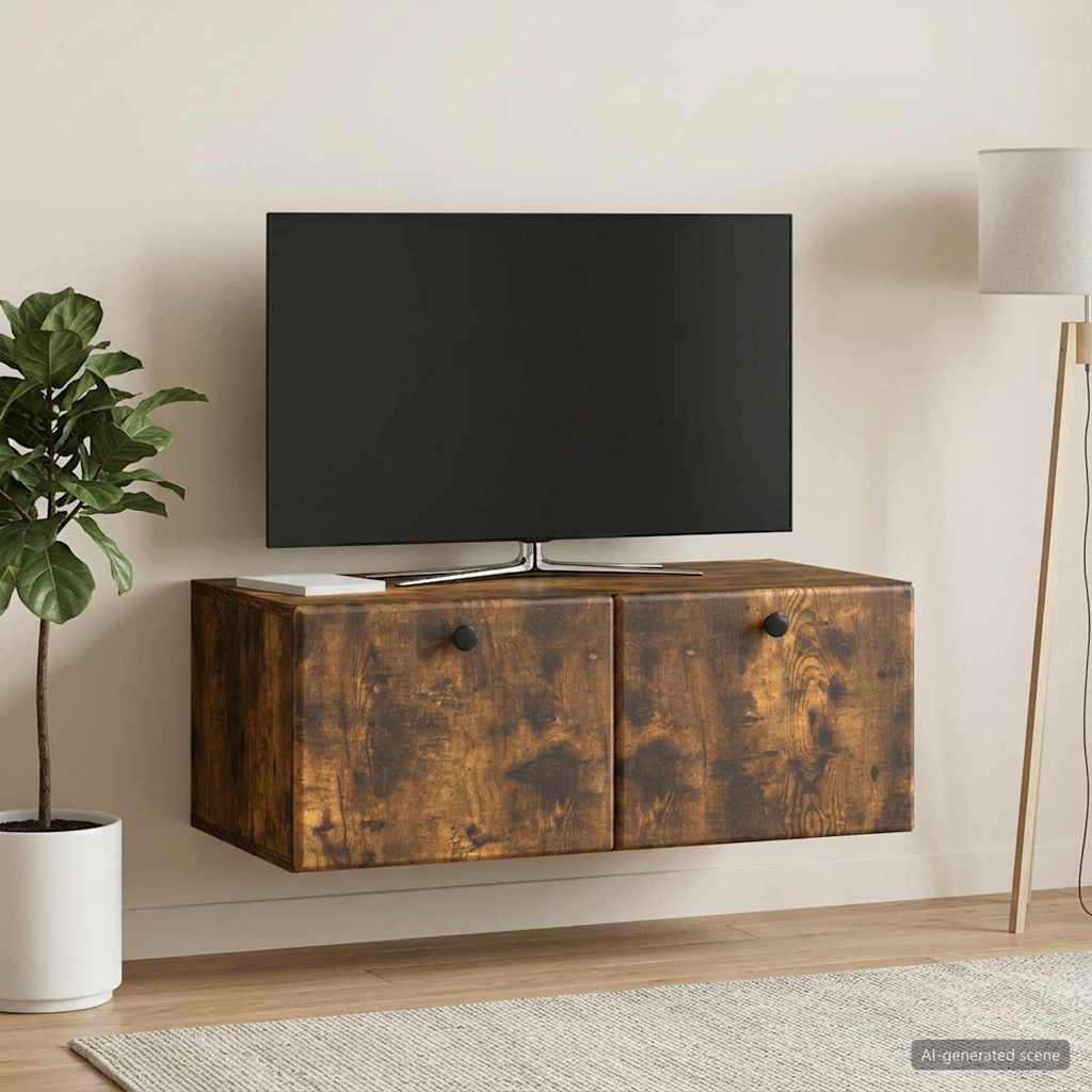 Seinälle asennettava TV-kaappi 78,5 x 41 x 30 cm Savutammi - Image 4