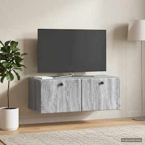 Nástěnná TV skříň 78,5 x 41 x 30 cm Šedý Sonoma - obrázek 4