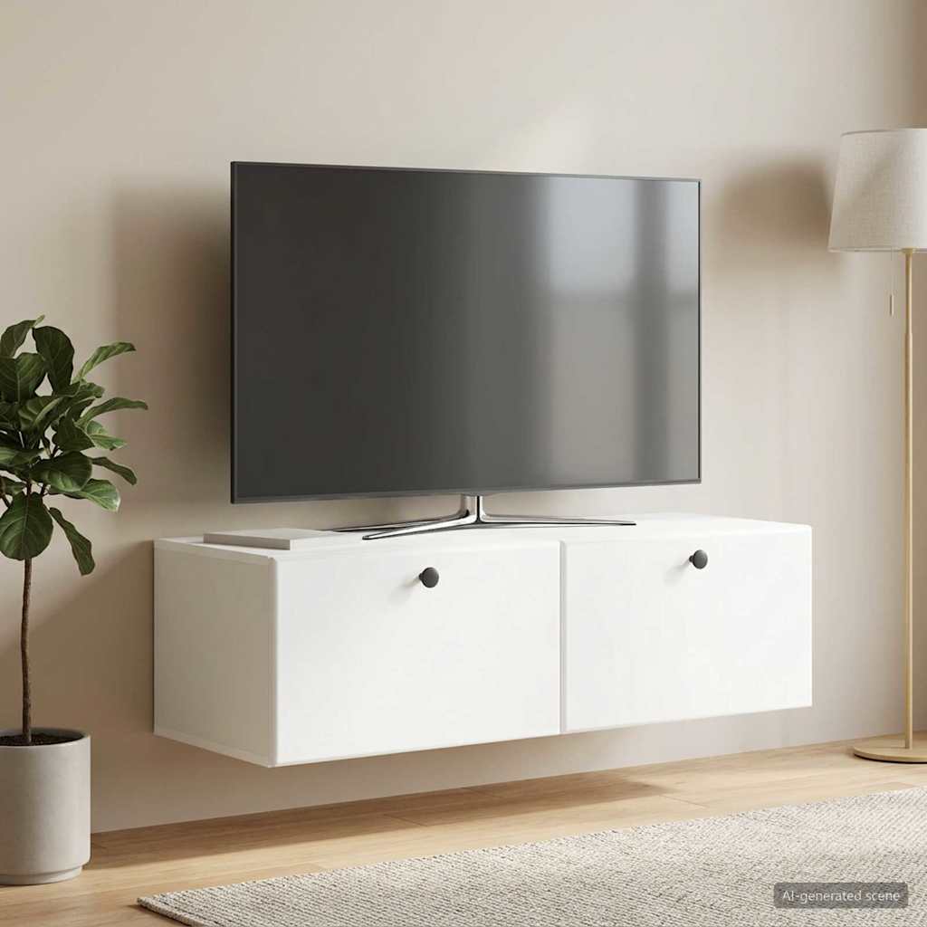 vidaXL Væghængt TV-skab 98 x 41 x 30 cm Hvid Konstrueret træ