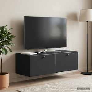 Nástěnná TV skříň 98 x 41 x 30 cm Černá Kompozitní dřevo - obrázek 1