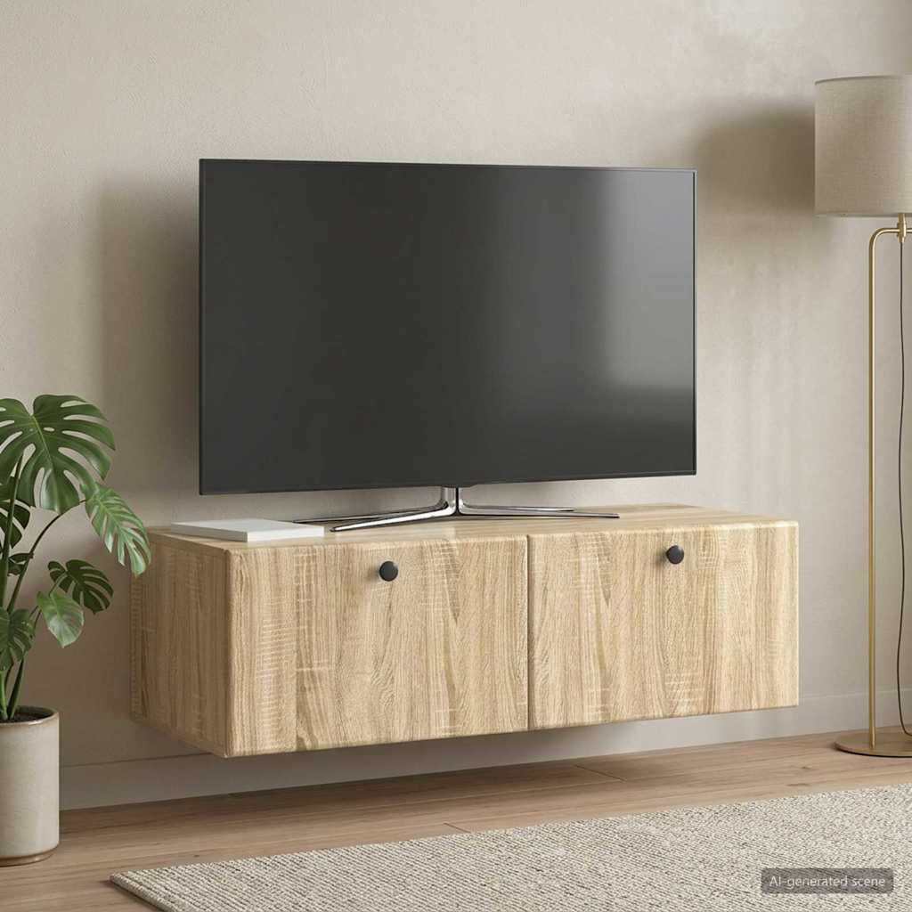 Seinälle asennettava TV-kaappi 98 x 41 x 30 cm Sonoma-tammi