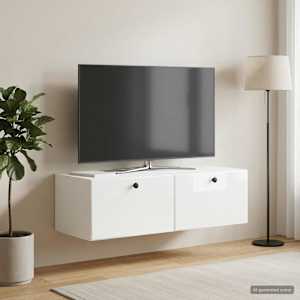 Nástěnná TV skříň 98 x 41 x 30 cm Bílá s vysokým leskem - obrázek 4