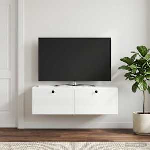 Nástěnná TV skříň 98 x 41 x 30 cm Bílá s vysokým leskem - obrázek 1