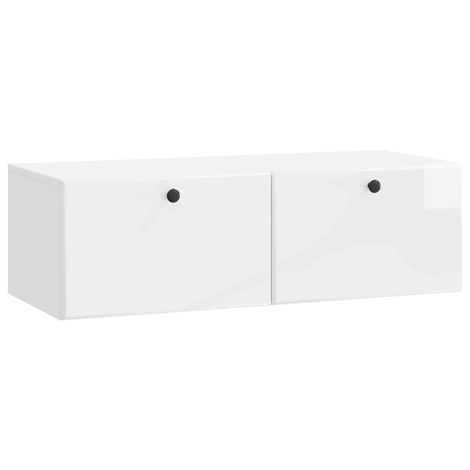 vidaXL Oglindă TV montată pe perete Alb foarte lucios 98 x 41 x 30 cm